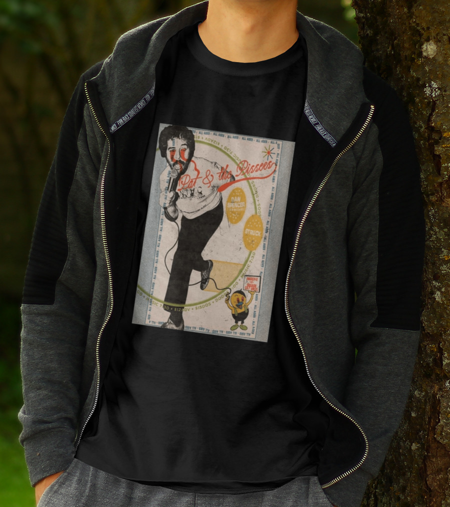 Pat & The Pissers Dan Spencer Struck March 2 All Ages Square Cat Vinyl Concert T-Shirt