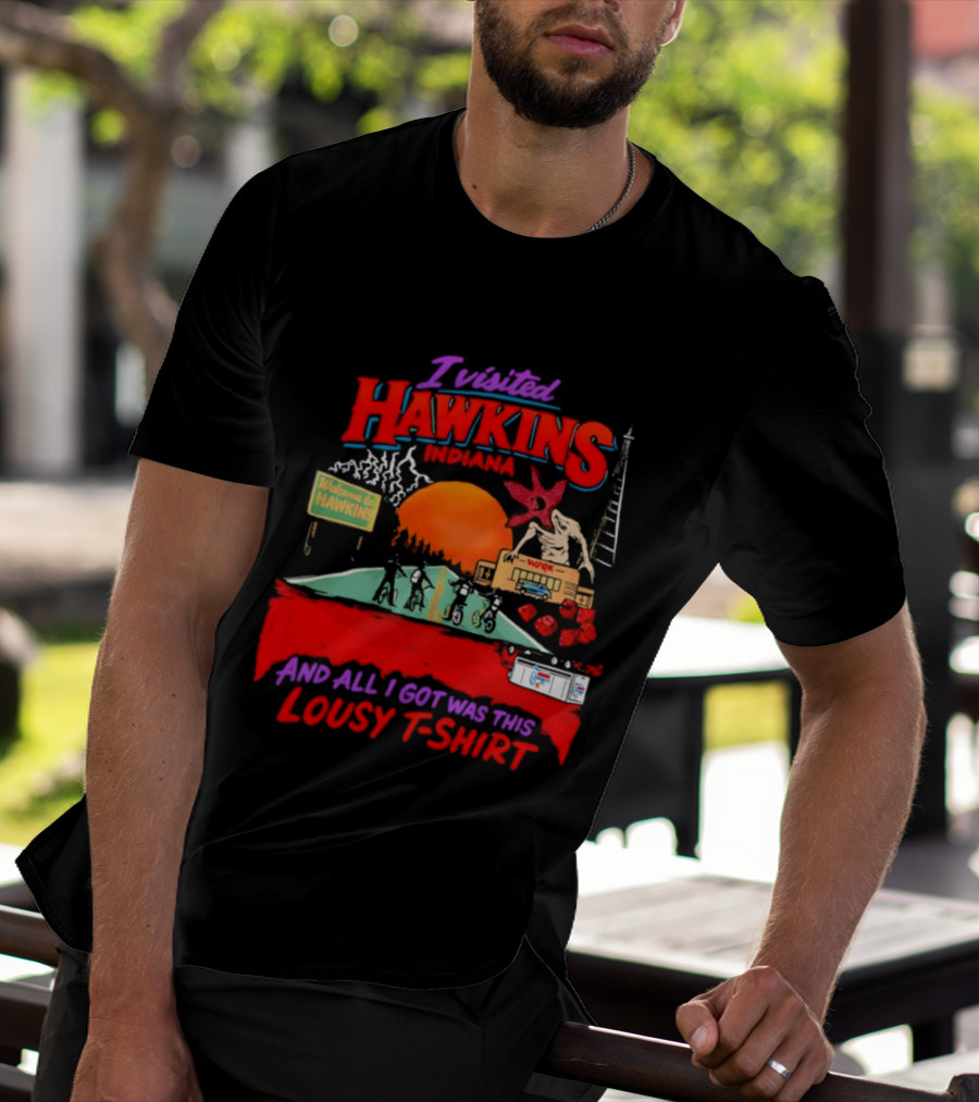 I Visited Hawkins Indiana Welcome Sign Demogorgon Bicycle Kids Lousy T T-Shirt