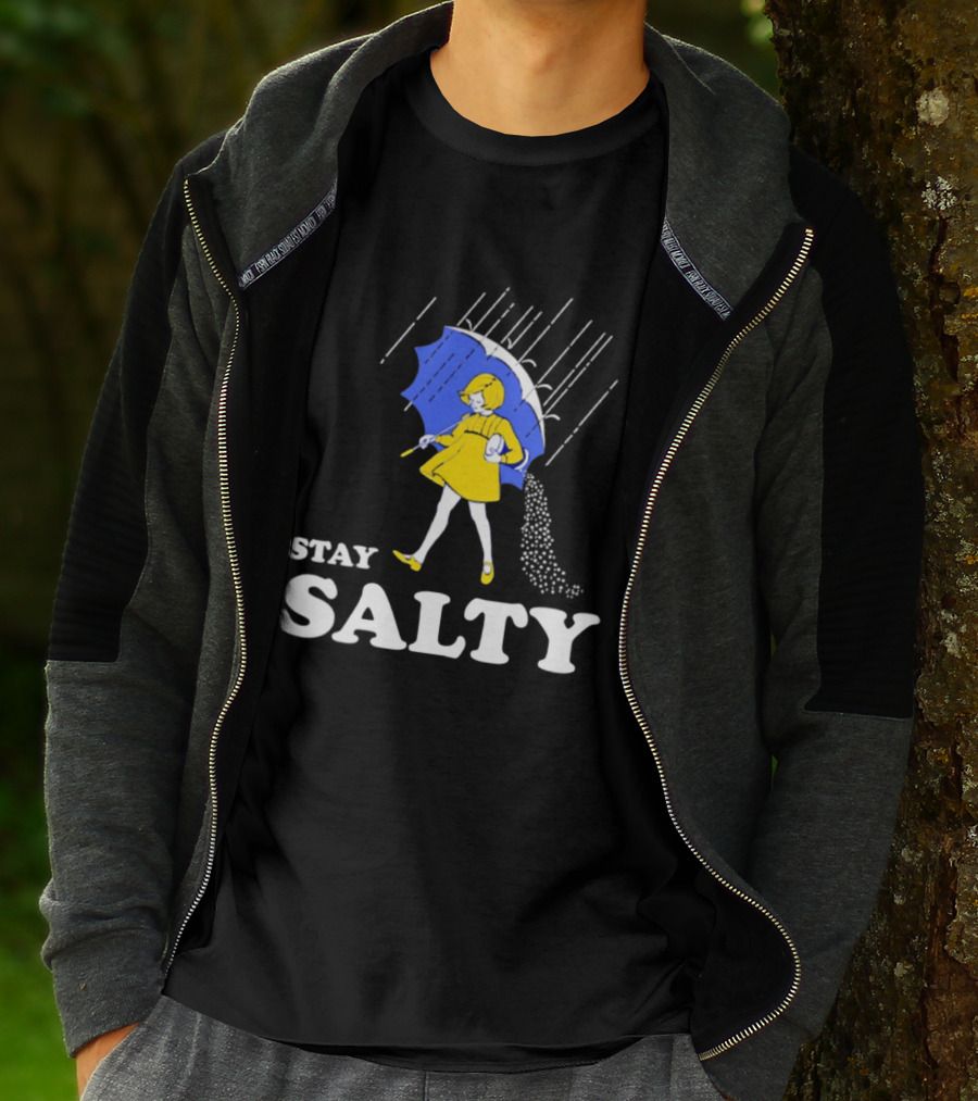 Stay Salty Girl In Yellow With Blue Umbrella T-Shirt
