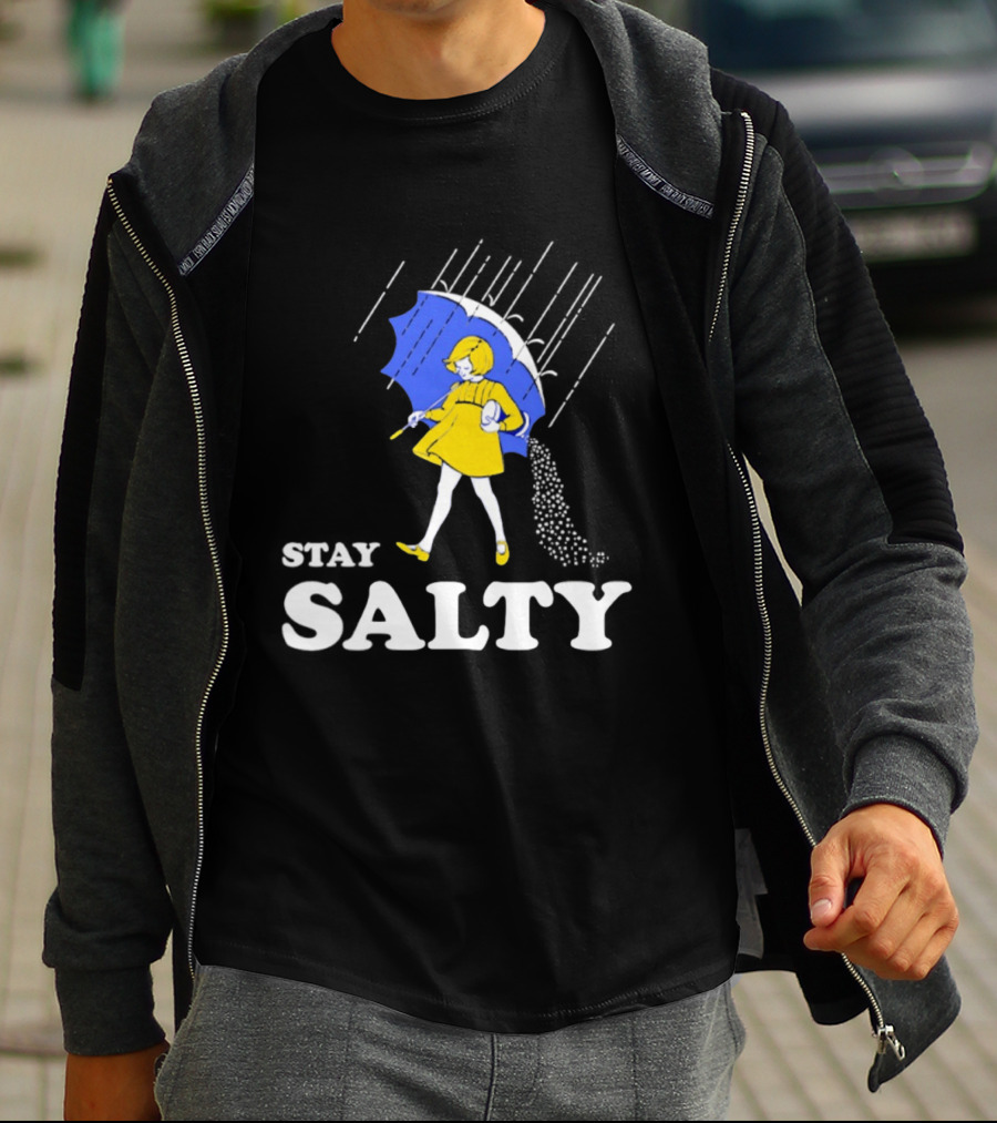 Stay Salty Girl In Yellow With Blue Umbrella T-Shirt