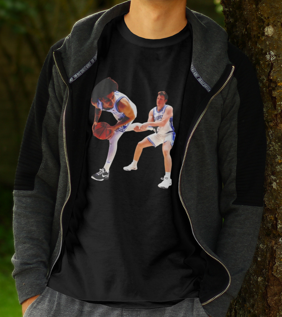 Kon Knueppel Grabbing Tyrese Proctor's Leg Duke Basketball T-Shirt