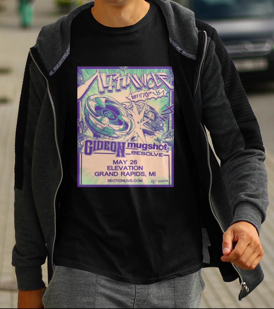 Alpha Wolf Let It Rip USA Tour 2026 May 26 Grand Rapids MI Gideon Shot Resolve T-Shirt