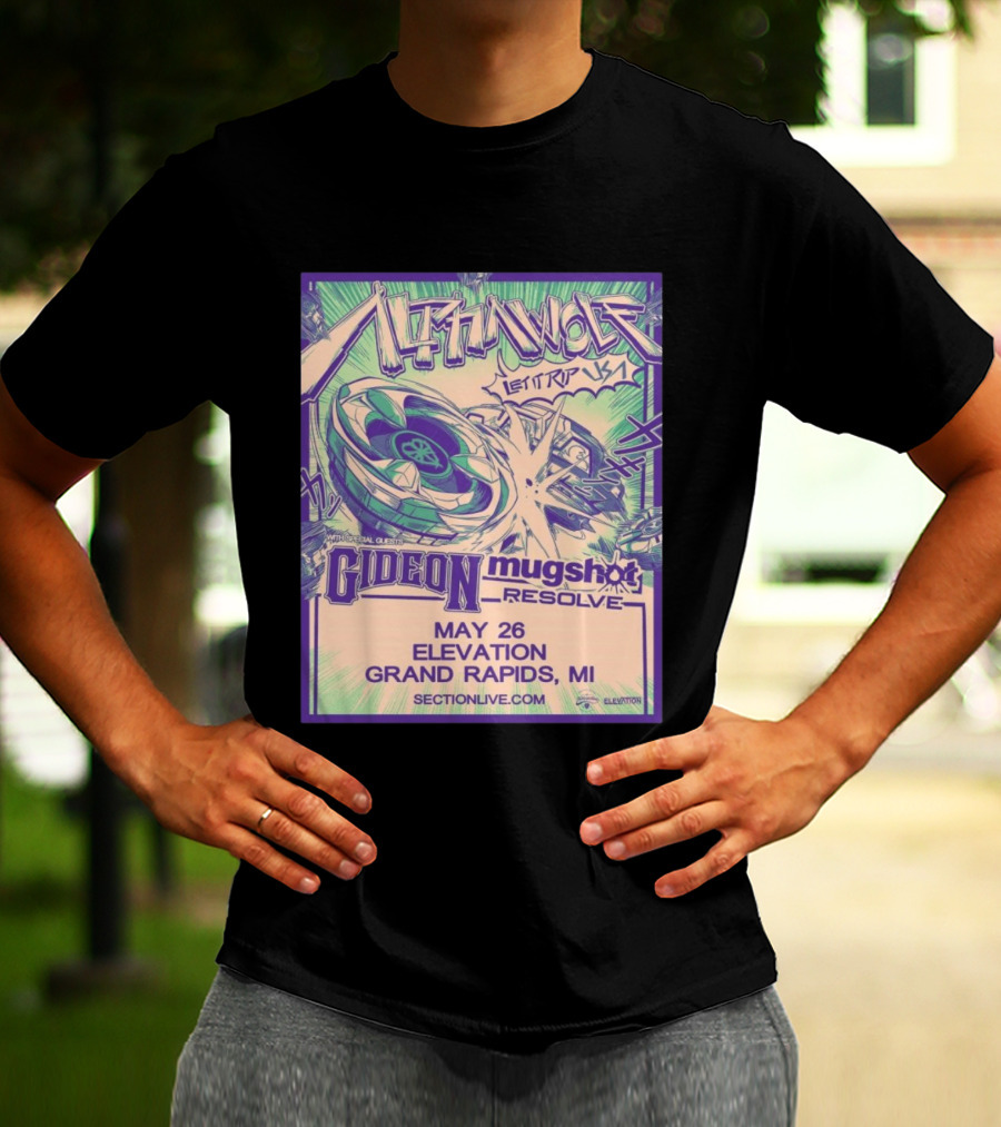 Alpha Wolf Let It Rip USA Tour 2026 May 26 Grand Rapids MI Gideon Shot Resolve T-Shirt