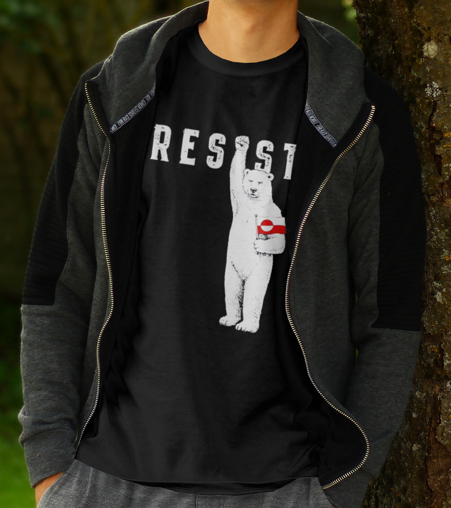 Resist Polar Bear Holding Greenland Flag T-Shirt
