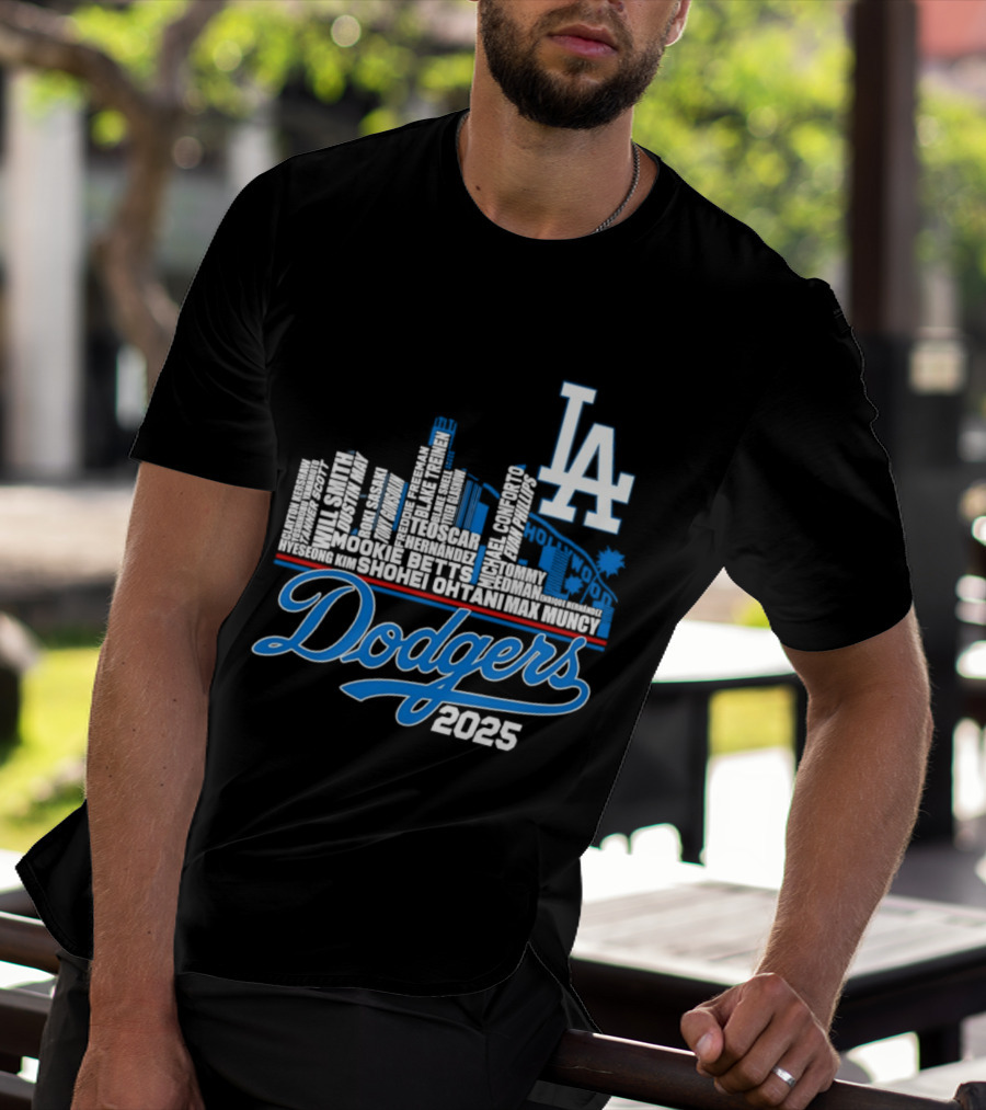 Los Angeles Dodgers 2025 City Skyline Name Players T-Shirt