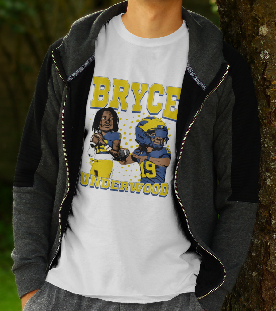 Bryce Underwood Michigan Blue And Yellow Football Caricature 19 T-Shirt