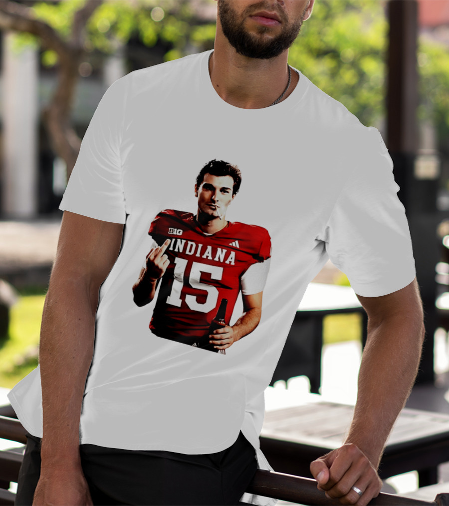 Indiana Hoosiers 15 Middle Finger Smoking Football Player T-Shirt