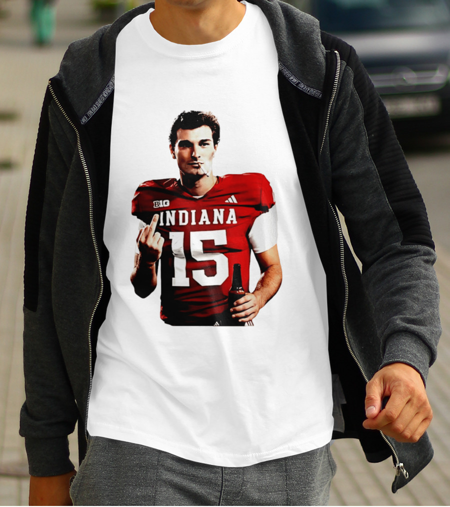 Indiana Hoosiers 15 Middle Finger Smoking Football Player T-Shirt