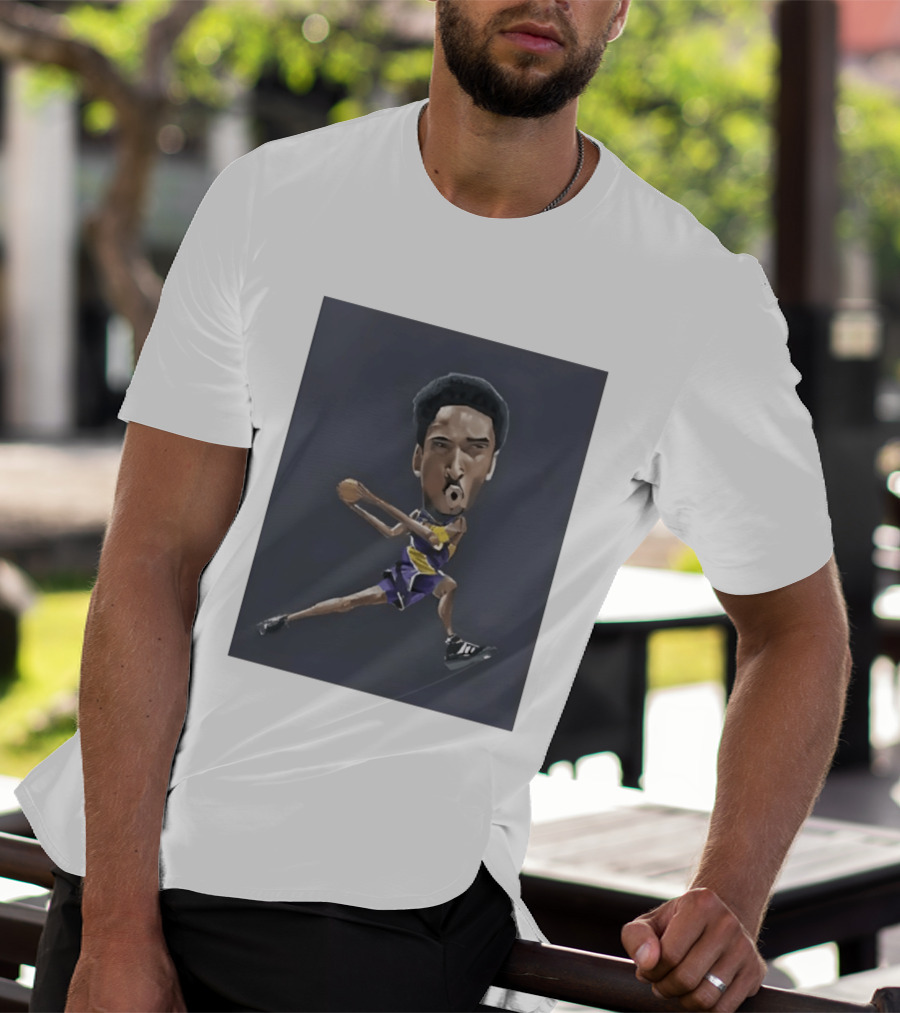Kobe Bryant Caricature In Lakers Basketball Jersey T-Shirt