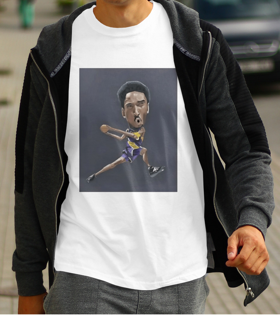 Kobe Bryant Caricature In Lakers Basketball Jersey T-Shirt