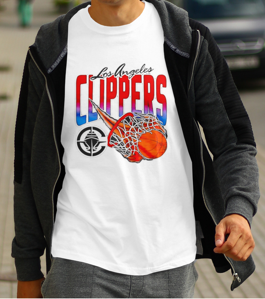 Los Angeles Clippers Basketball Flaming Hoop T-Shirt