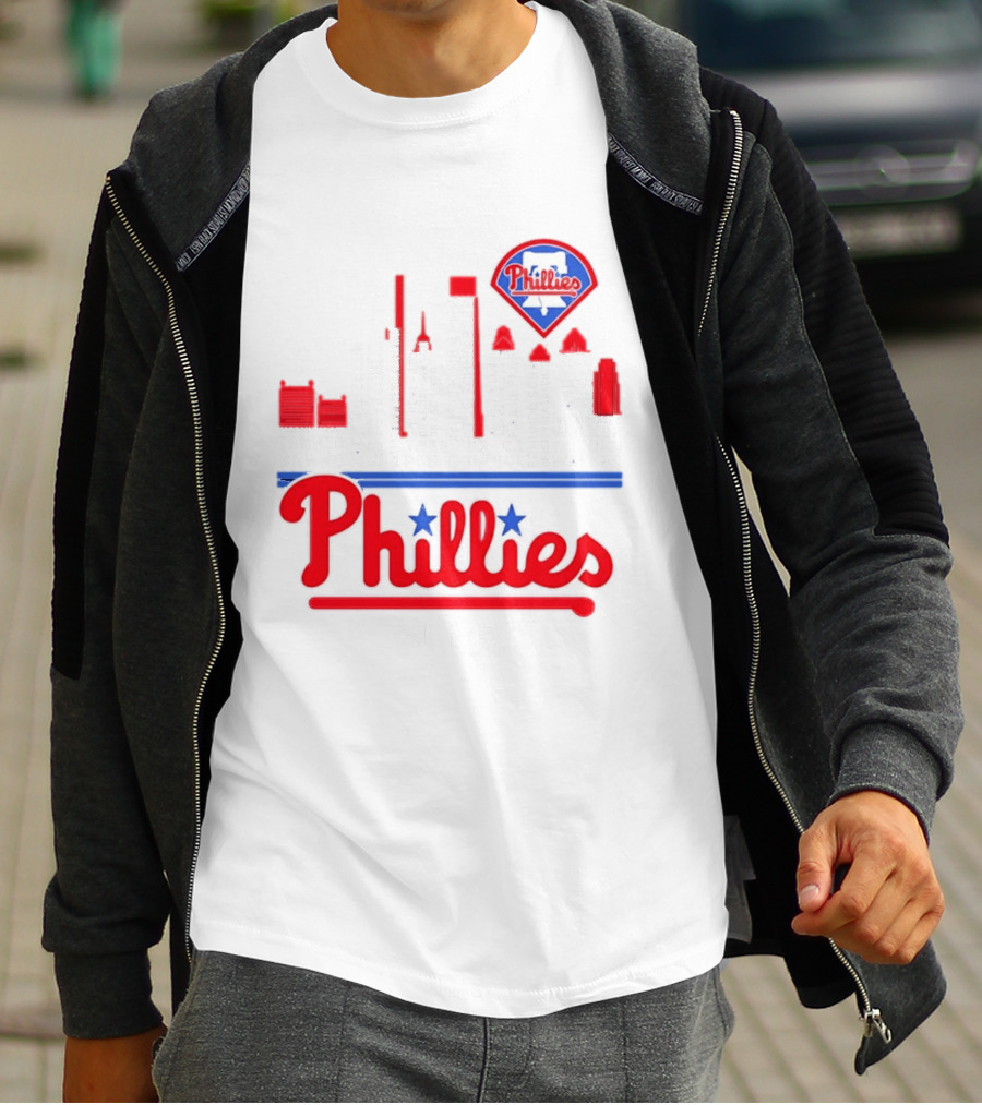 Philadelphia Phillies 2025 City Skyline And Players Names T-Shirt