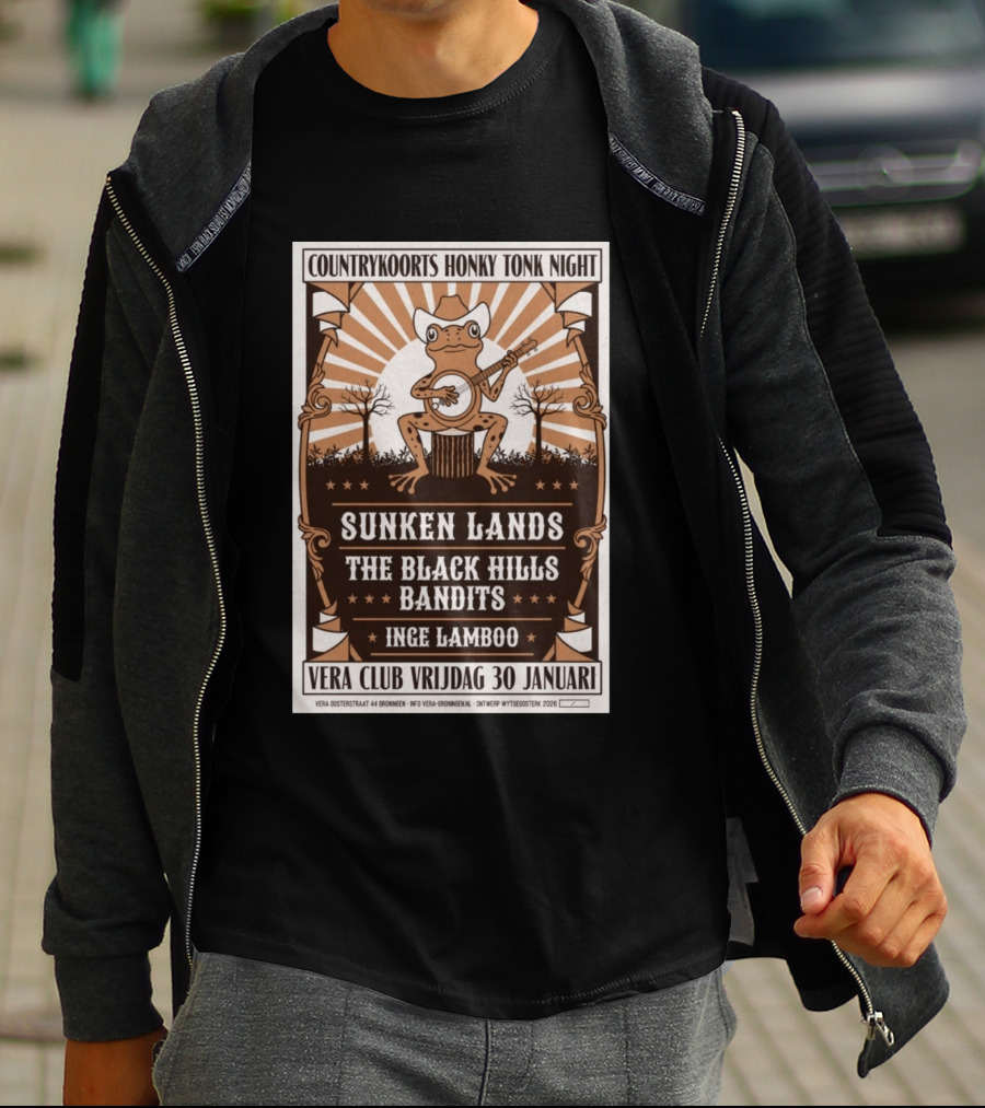 Countrykoorts Honky Tonk Night Sunken Lands Black Hills Bandits Inge Lamboo Vera Club Friday 30 Januari 2026 T-Shirt