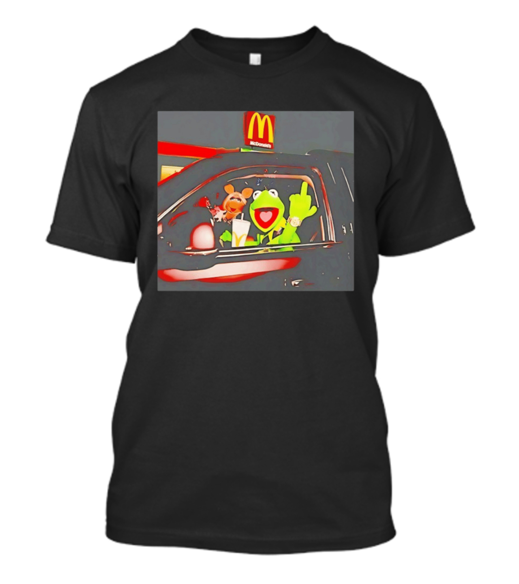 Kermit Frog Middle Finger Miss Piggy Car McDonald's Ride T-Shirt