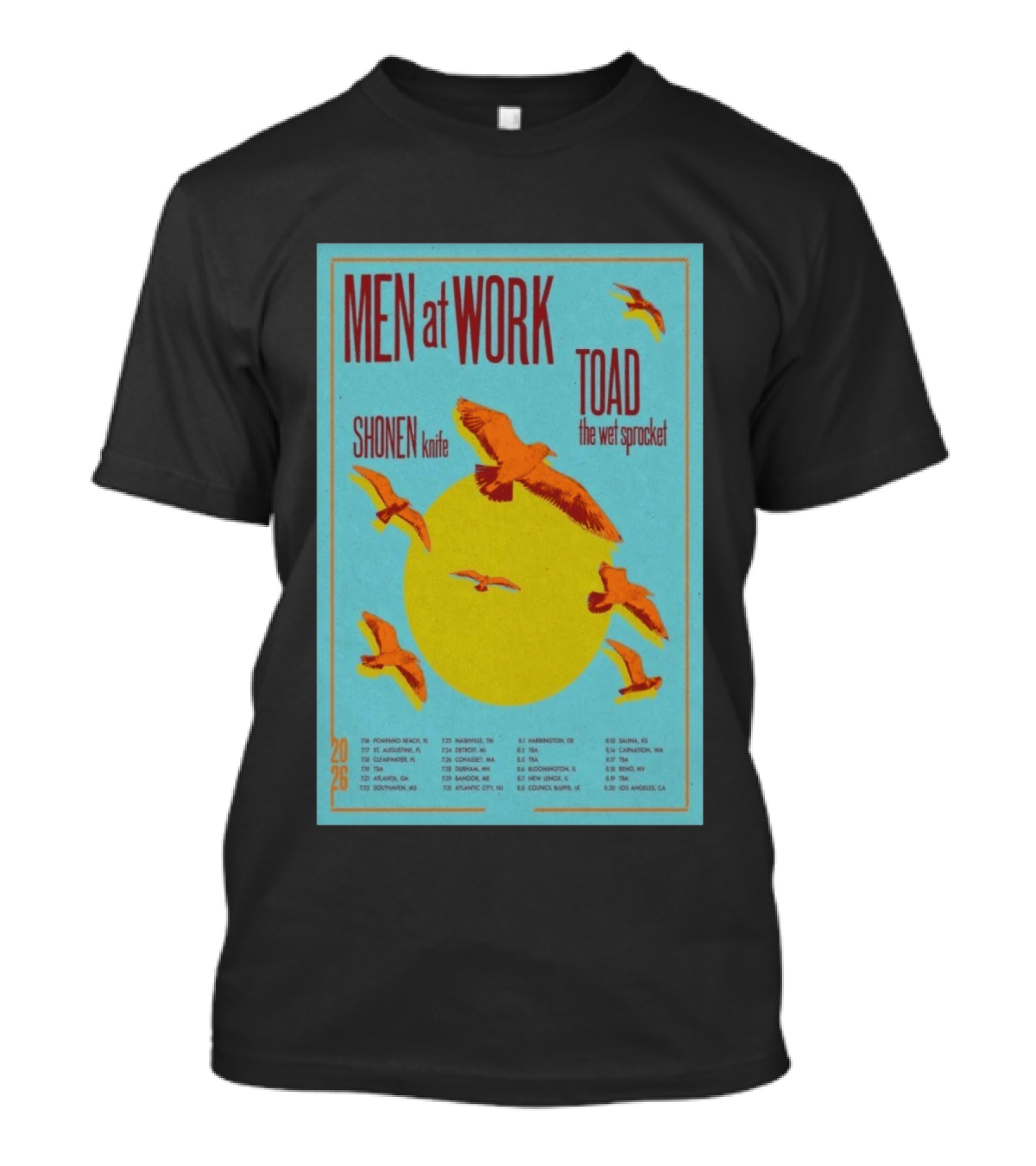 Men At Work Shonen Knife Toad The Wet Sprocket Summer Tour 2026 Dates And Locations T-Shirt