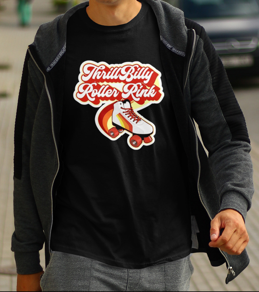 Thrill Billy Roller Rink Vintage Skate White Red Yellow T-Shirt