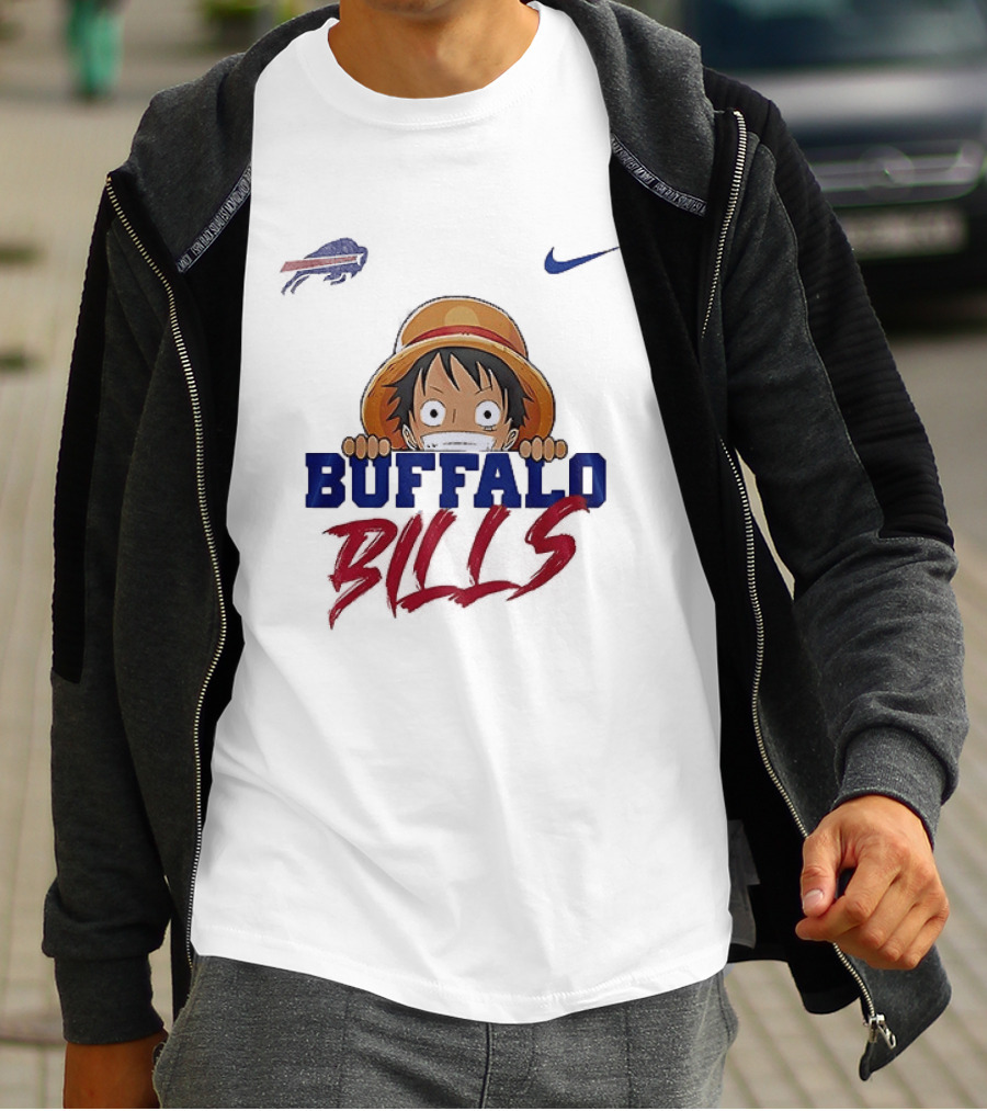 Buffalo Bills One Piece Monkey D Luffy Nike Collaboration T-Shirt