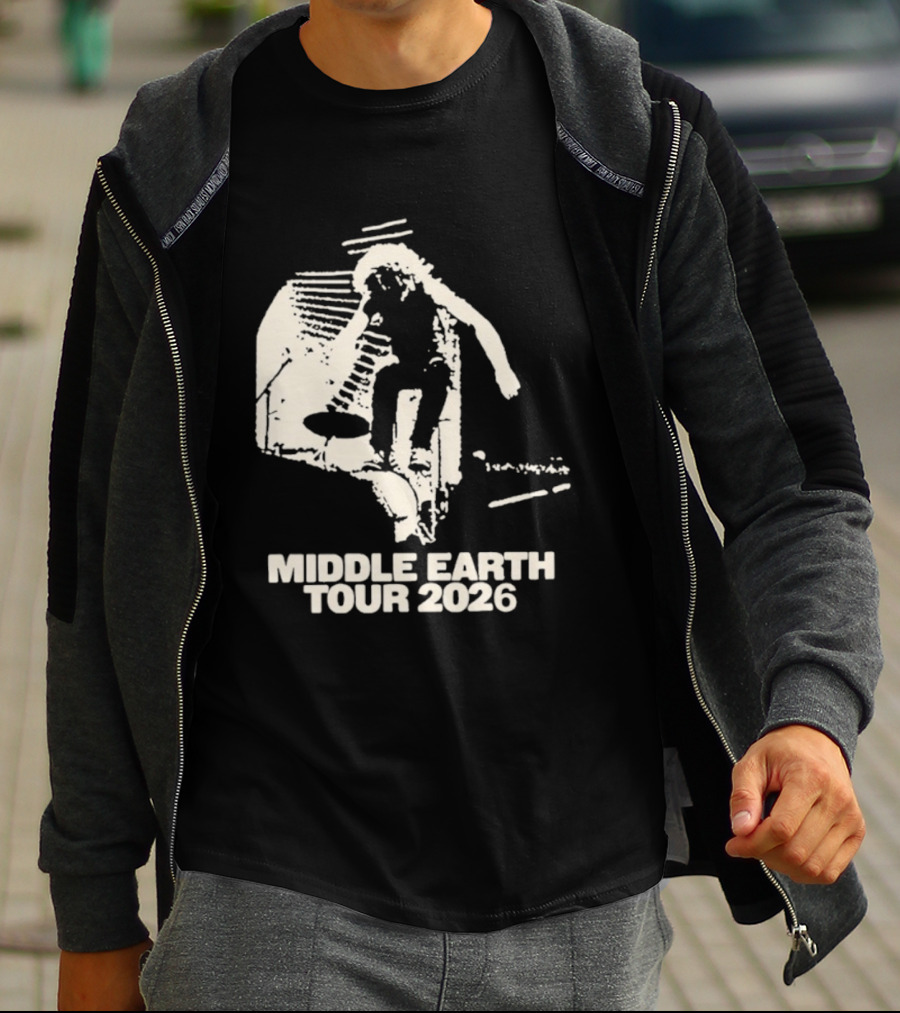 Jesse Welles Middle Earth Tour 2026 Sketch Style Concert Promotion T-Shirt