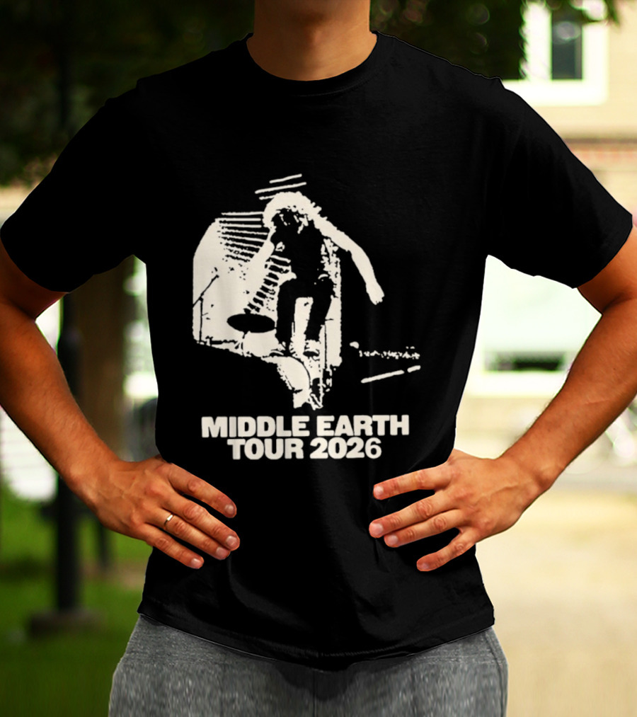 Jesse Welles Middle Earth Tour 2026 Sketch Style Concert Promotion T-Shirt