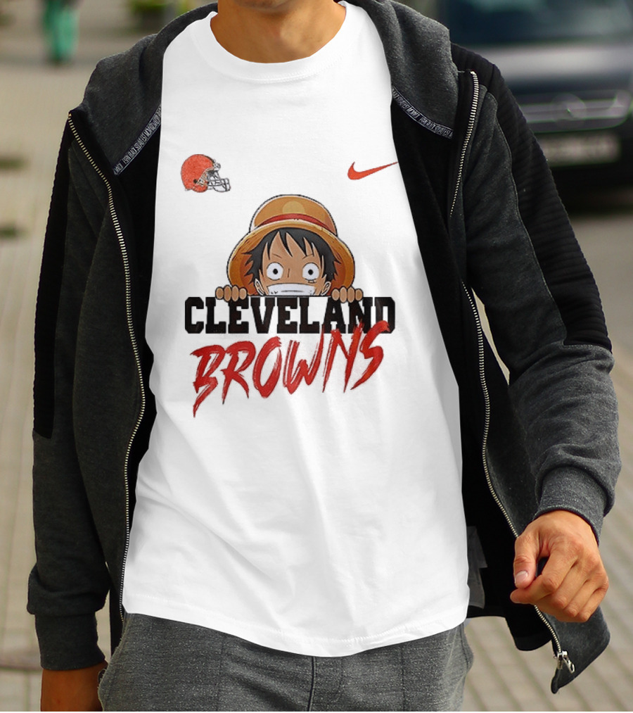 Cleveland Browns One Piece Monkey D Luffy Nike Collaboration T-Shirt
