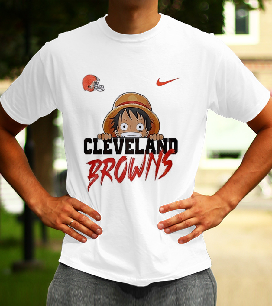 Cleveland Browns One Piece Monkey D Luffy Nike Collaboration T-Shirt