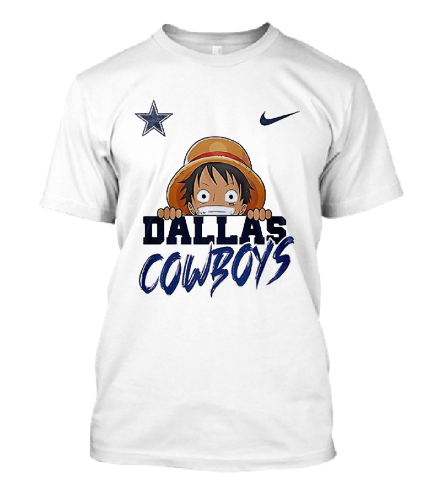 Dallas Cowboys One Piece Monkey D Luffy Nike Collaboration T-Shirt
