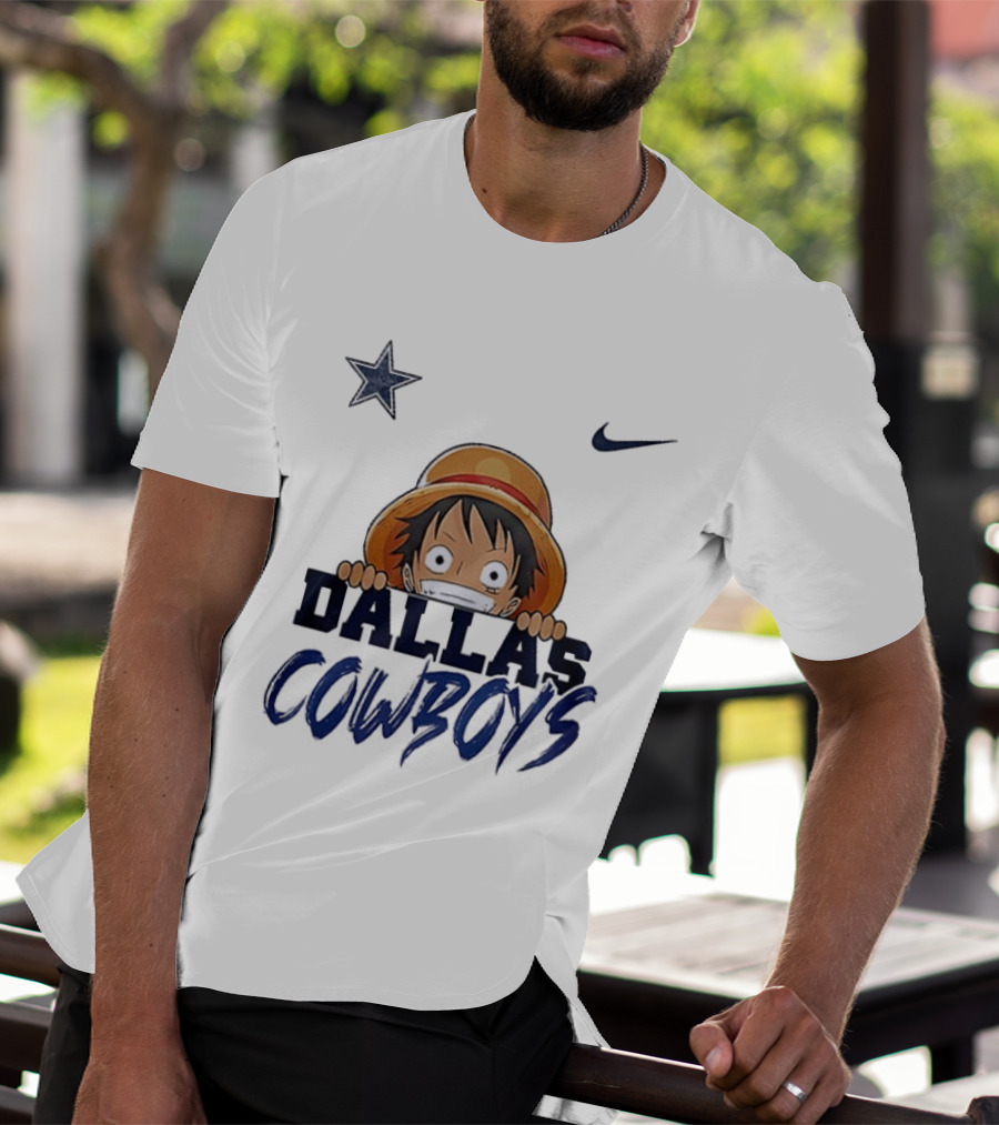 Dallas Cowboys One Piece Monkey D Luffy Nike Collaboration T-Shirt