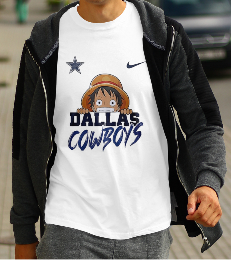 Dallas Cowboys One Piece Monkey D Luffy Nike Collaboration T-Shirt