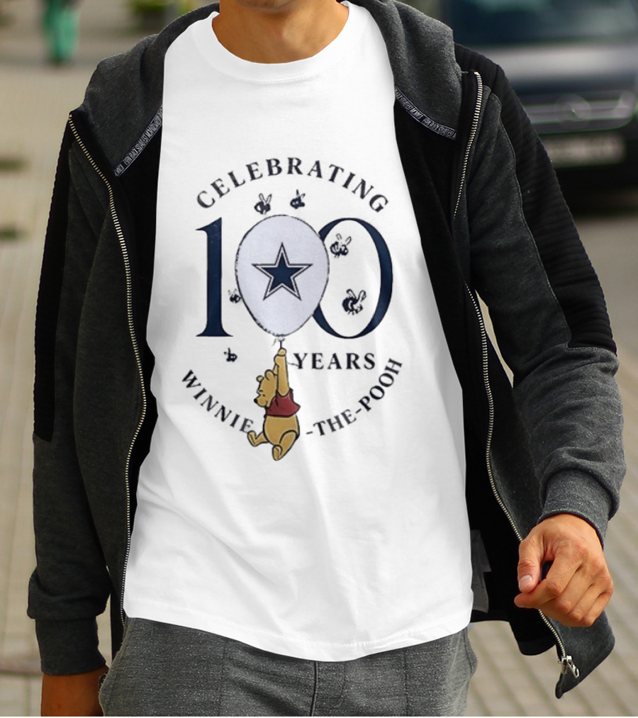 Dallas Cowboys Winnie The Pooh Celebrating 100 Years Anniversary T-Shirt
