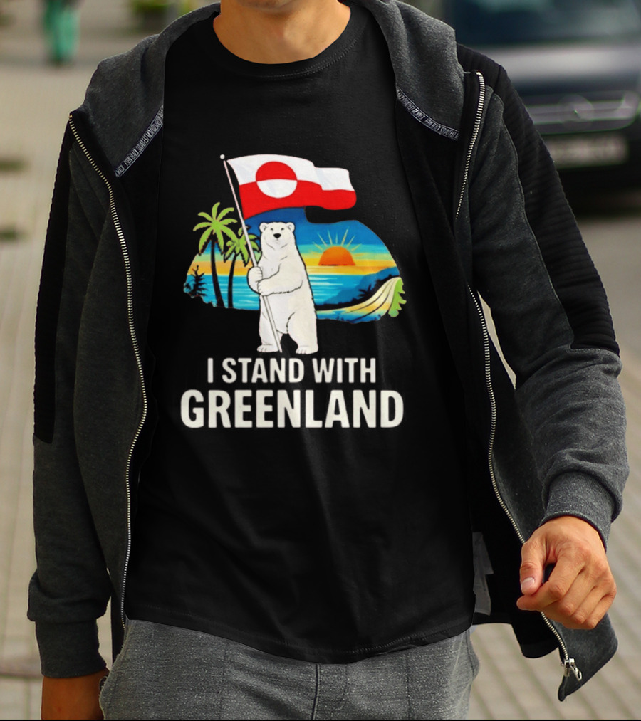 I Stand With Greenland Polar Bear Sunburst Scenery T-Shirt