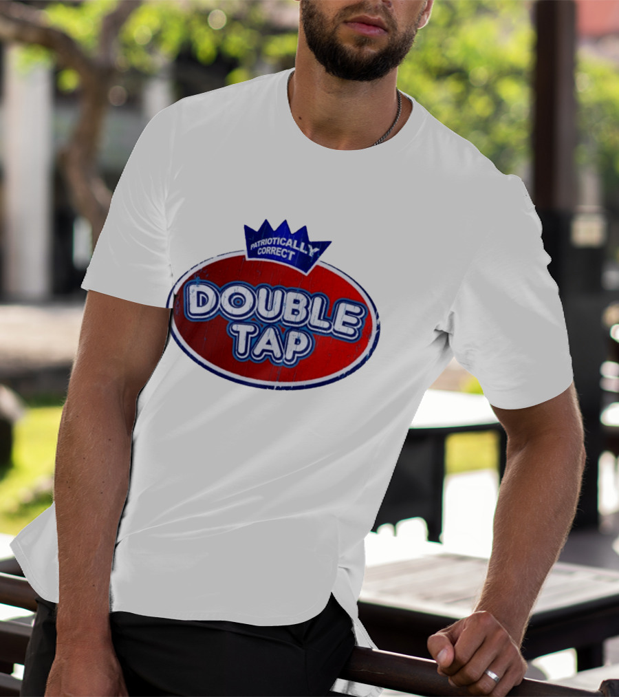 Patriotically Correct Double Tap Oval Design With Crown T-Shirt