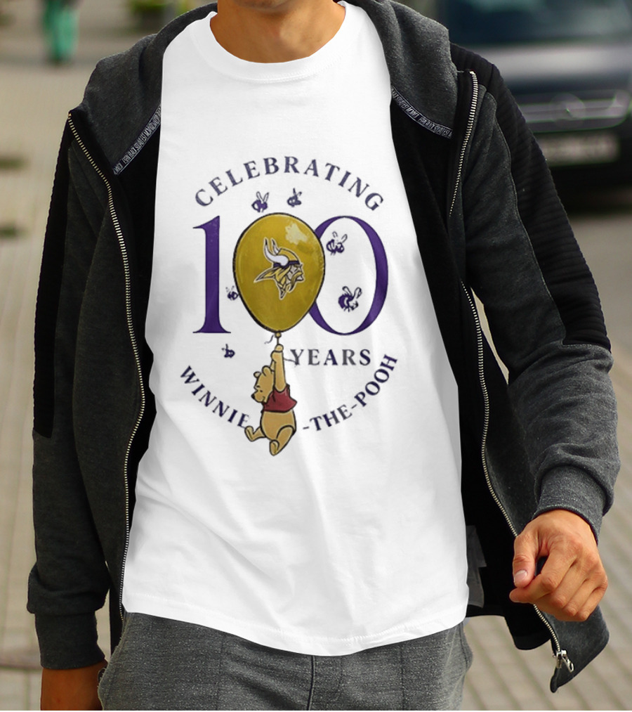 Celebrating 100 Years Minnesota Vikings Winnie The Pooh Anniversary T-Shirt