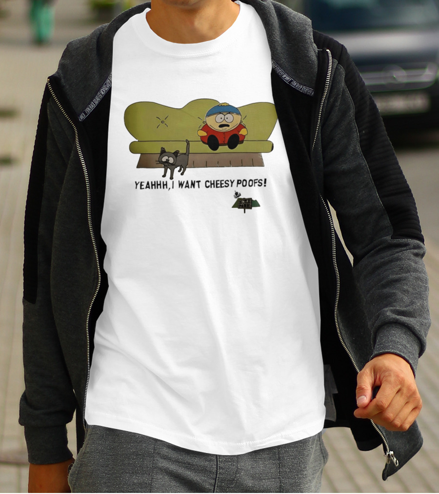 South Park Yeahhh I Want Cheesy Poofs Couch Cat Cartman T-Shirt