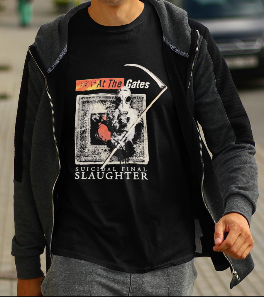 At The Gates Suicidal Final Slaughter Grim Reaper Gas Mask T-Shirt