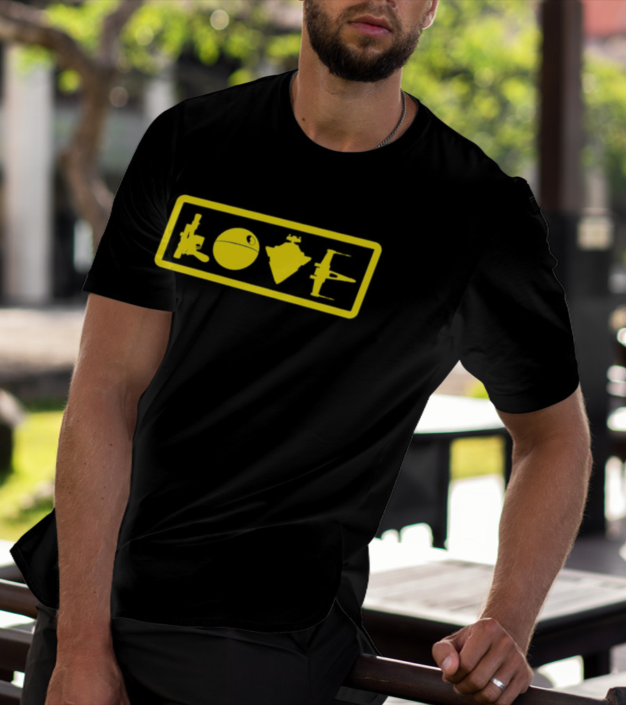 Love Star Wars Blaster Death Star Star Destroyer X Wing T-Shirt