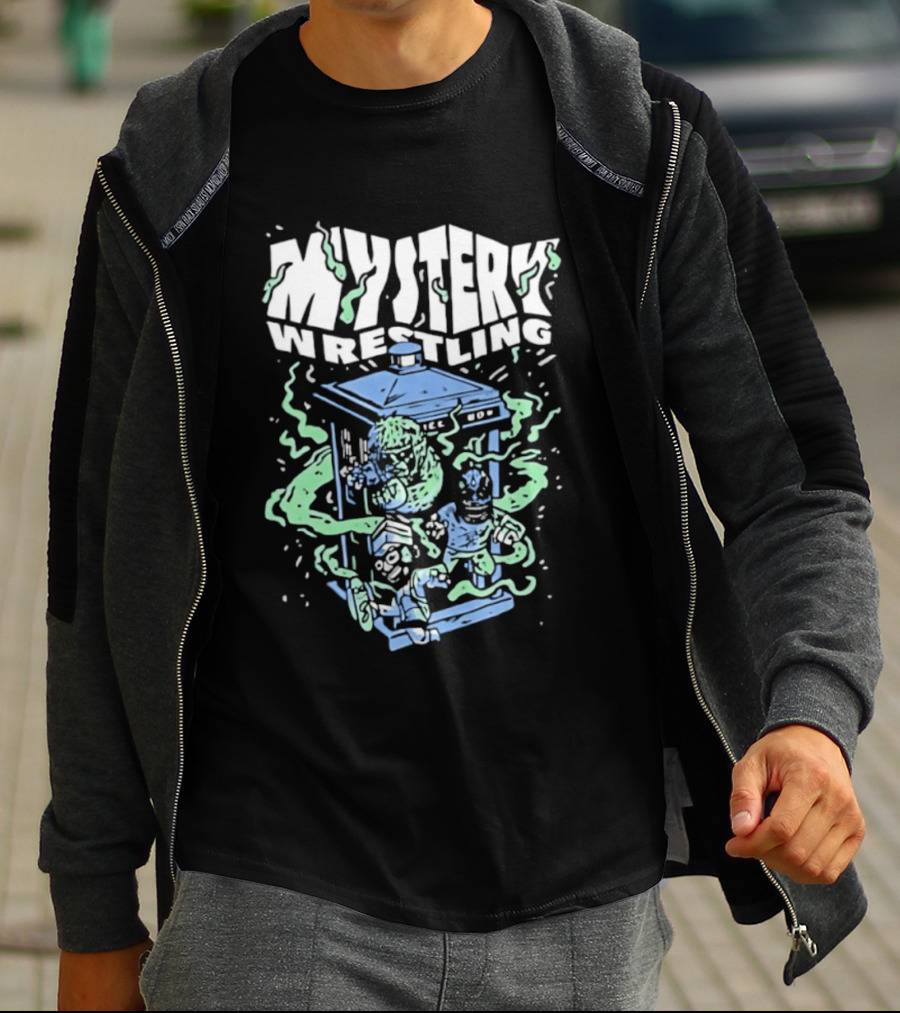 Mystery Wrestling Dr Who Boxing Tardis Green Monster Match T-Shirt
