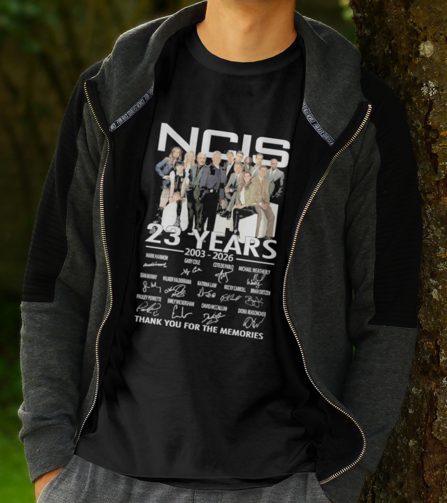NCIS 23 Years 2003 2026 All Cast Members Autographed Thank You For The Memories T-Shirt