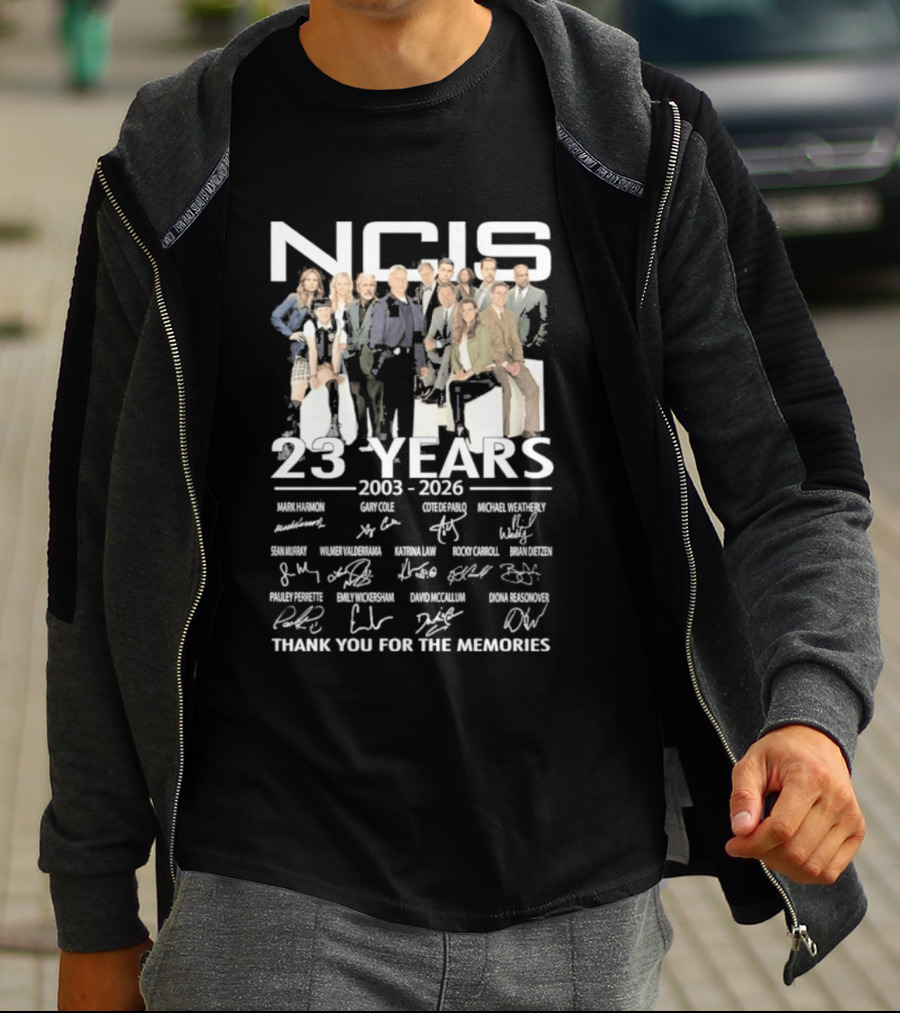 NCIS 23 Years 2003 2026 All Cast Members Autographed Thank You For The Memories T-Shirt