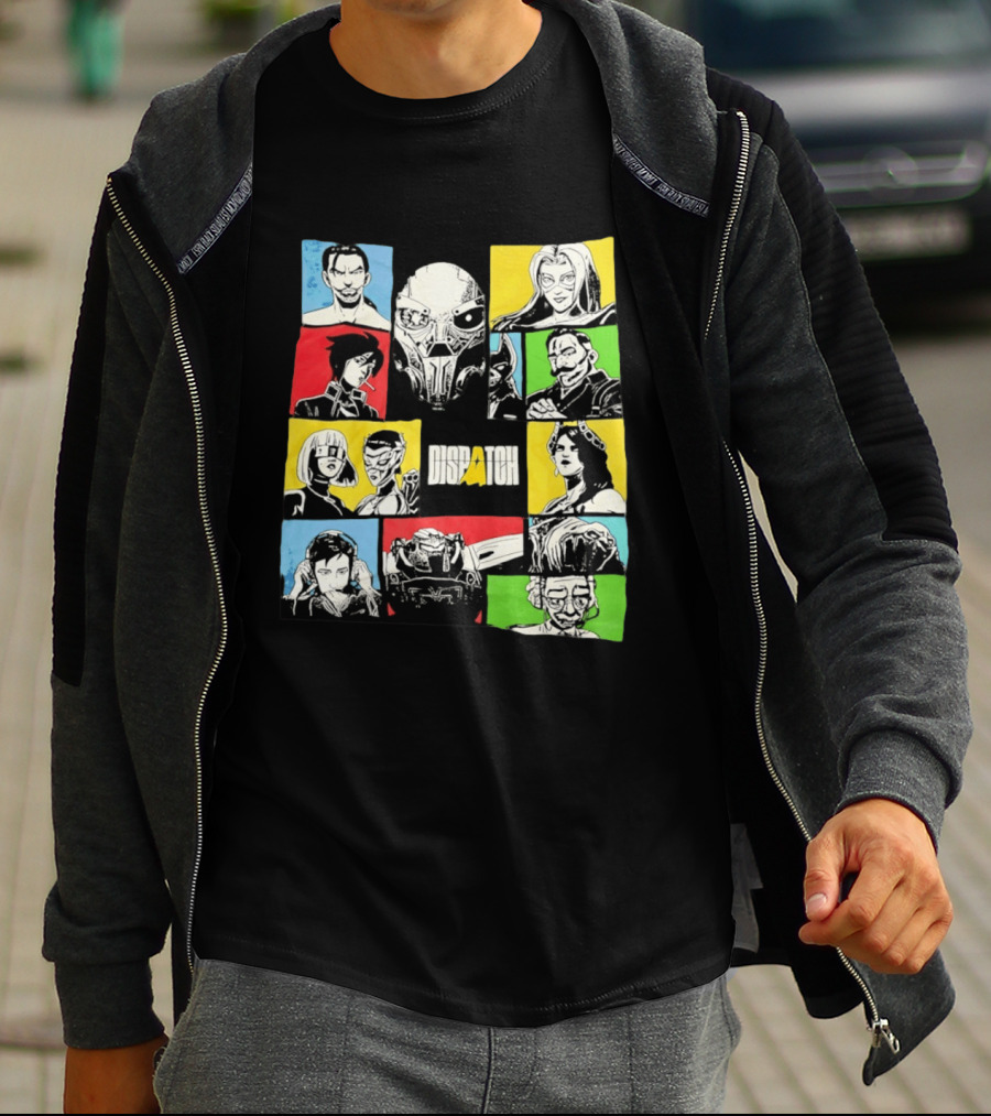 Dispatch Comic Style Characters In Vibrant Color Blocks T-Shirt
