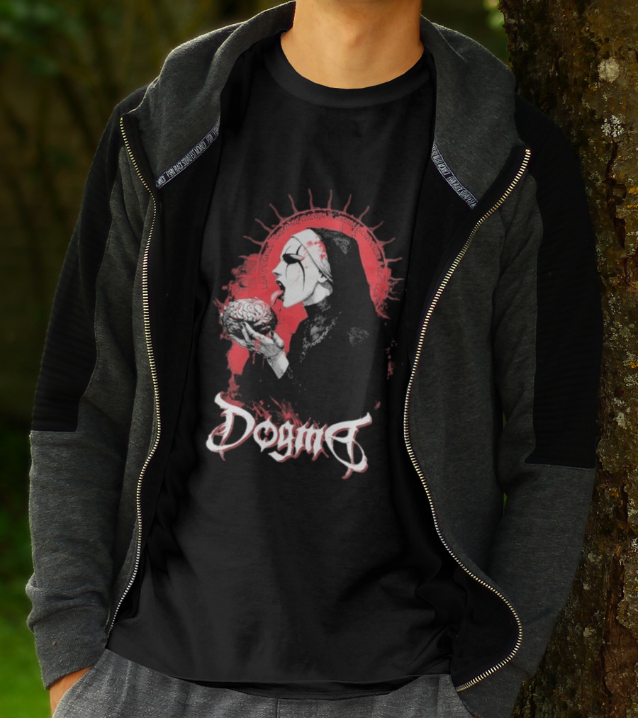 Dogma Brain Gothic Nun With Red Halo And Brain T-Shirt