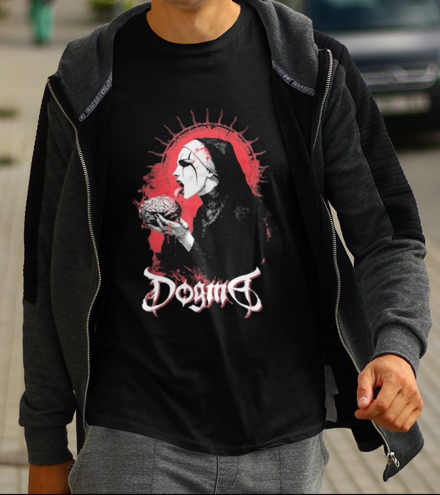 Dogma Brain Gothic Nun With Red Halo And Brain T-Shirt