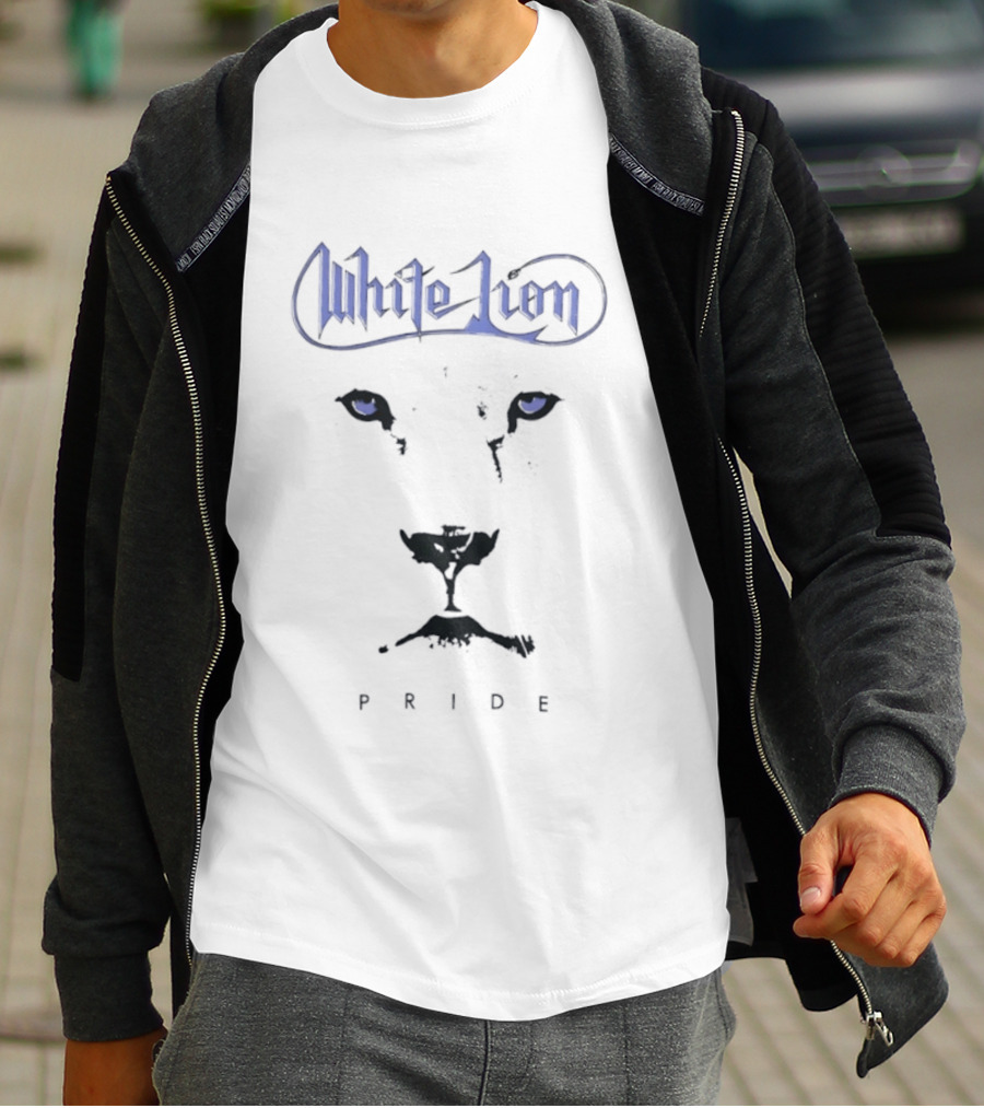 White Lion Pride Blue Eyes Fierce Expression T-Shirt
