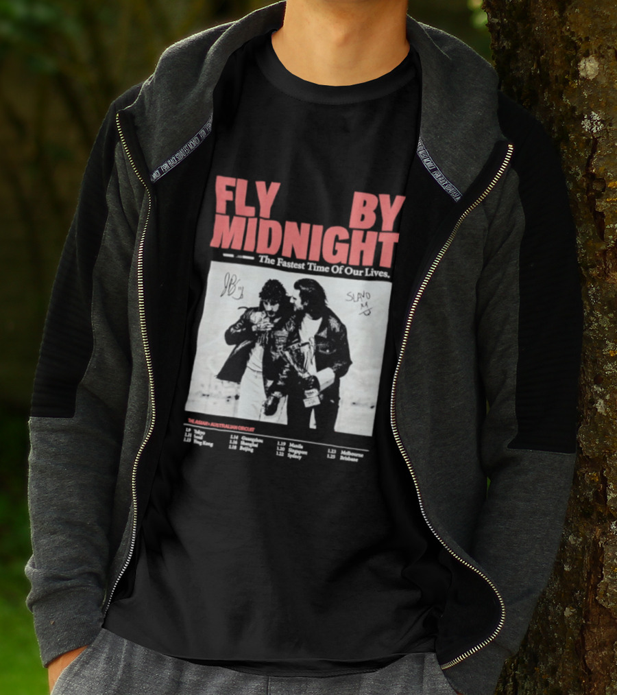 Fly By Midnight The Fastest Time Of Our Lives Black And White Signatures T-Shirt