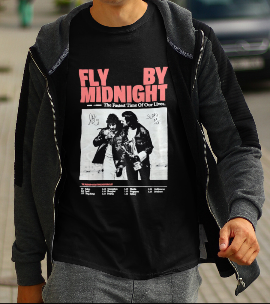 Fly By Midnight The Fastest Time Of Our Lives Black And White Signatures T-Shirt