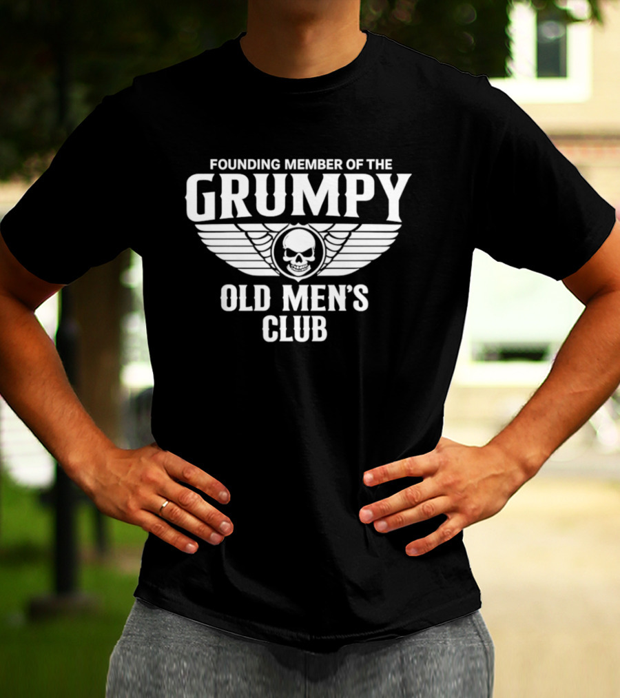 Founding Member Grumpy Old Men's Club Skull Wings T-Shirt