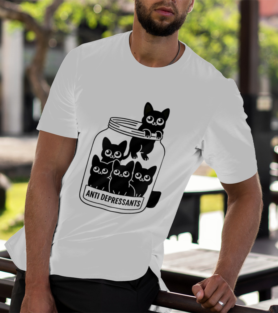 Anti Depressants Cat Jar With Cute Kittens T-Shirt