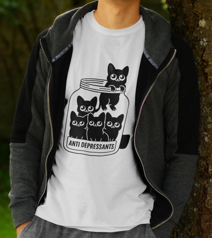 Anti Depressants Cat Jar With Cute Kittens T-Shirt