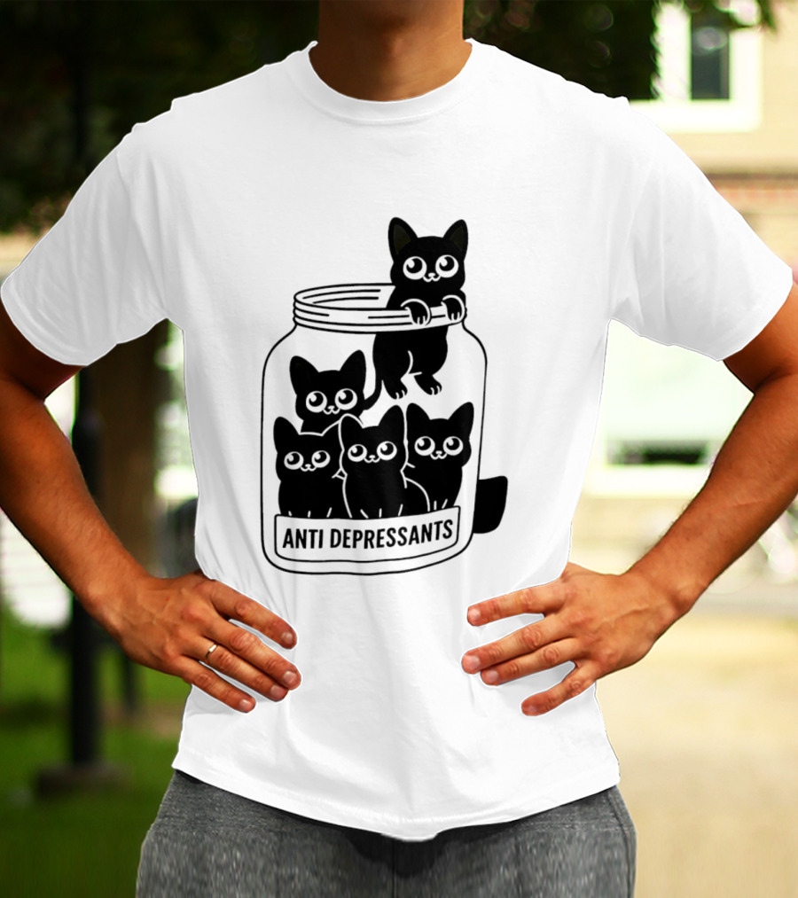 Anti Depressants Cat Jar With Cute Kittens T-Shirt
