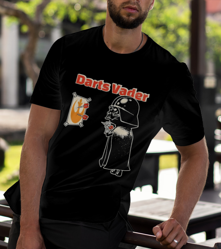 Darts Vader Playing Targets With Iconic Galactic Dartboard Opponent T-Shirt