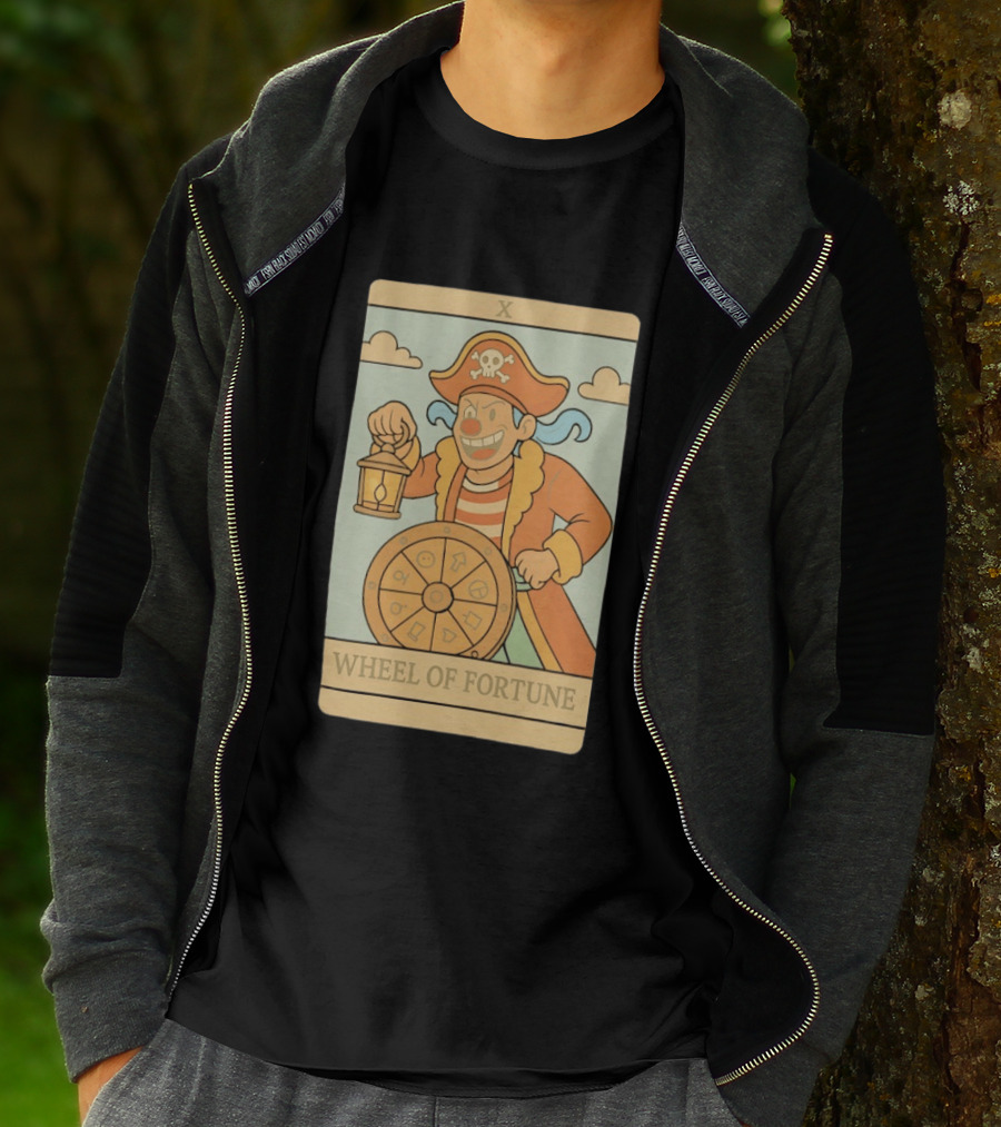Wheel Of Fortune Tarot Card Pirate Clown Lantern Fortune Wheel T-Shirt